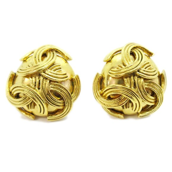 Chanel Triple CC Earrings Clip-On Gold - Picture 1 of 4